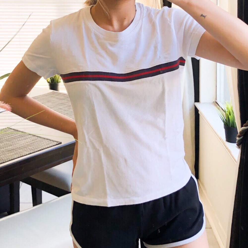 Brandy Melville Striped Navy/Red Tee